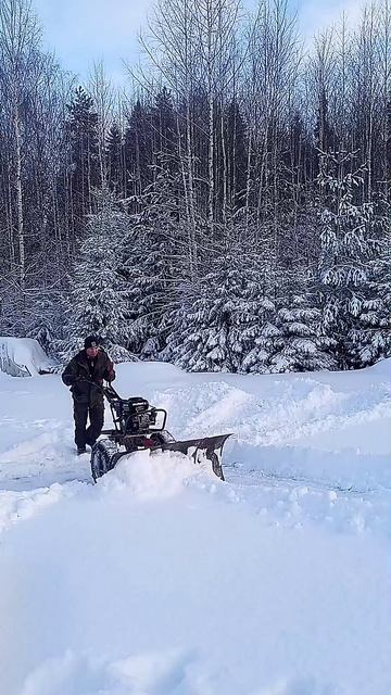 уборка чистка снега мотоблоком с отвалом