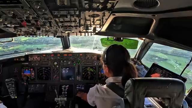 Посадка самолёта в турбулентость.