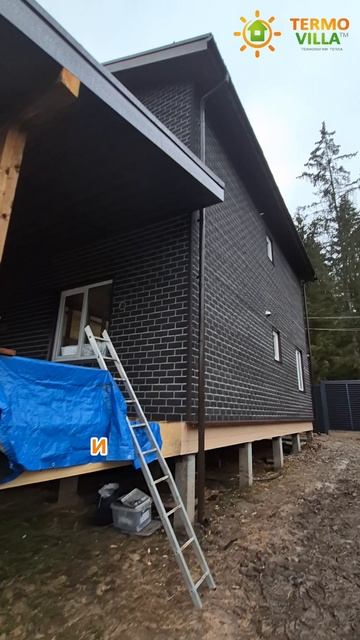 ДОМ ИЗ СИП ПАНЕЛЕЙ С ВНЕШНЕЙ ОТДЕЛКОЙ | ФАСАДНАЯ ПЛИТКА HAUBERK | ОТДЕЛКА ПОД КИРПИЧ | ТЕРМОВИЛЛА