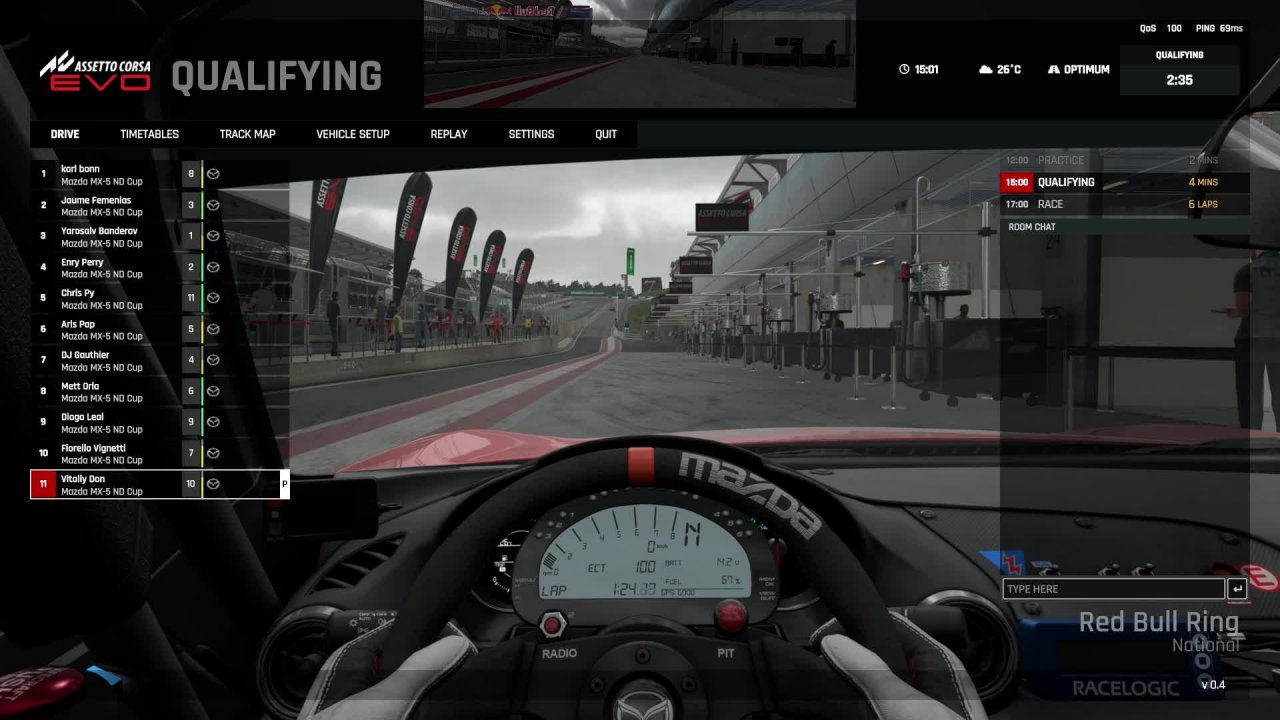 Assetto Corsa EVO. Рейтинговая гонка на Mazda MX-5.