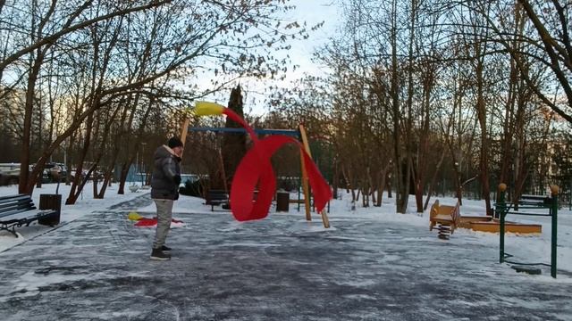 Упражнения с 6-ти метровыми лентами Дракона на палочке