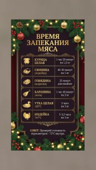 Таблица времени запекания мяса
