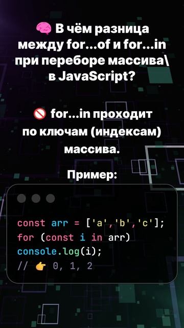 В чём разница между for...of и for...in при переборе массива в JavaScript?