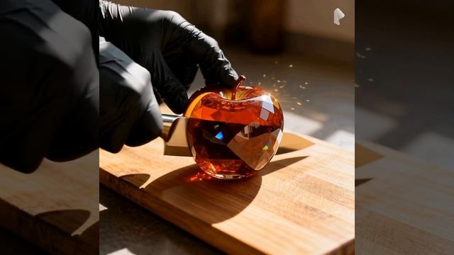 Нож режит яблоко