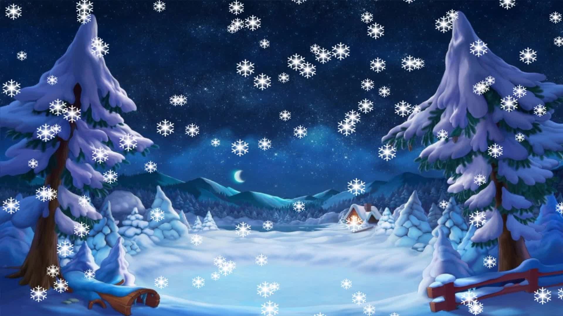 снежинки тихо падают