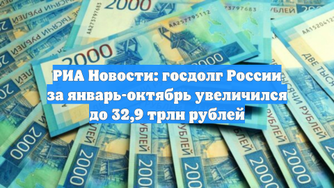 РИА Новости: госдолг России за январь-октябрь увеличился до 32,9 трлн рублей