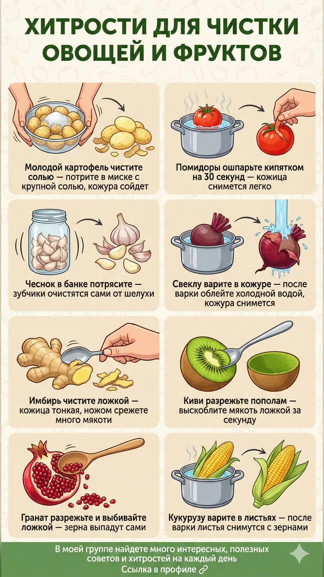 Лайфхаки для быстрой чистки овощей и фруктов