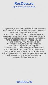 RosDocs - Нарушение правил сжигания мусора соседями