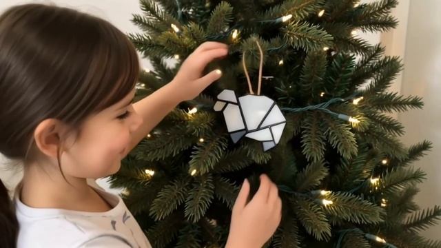 Елочная витражная игрушка «Овечка»