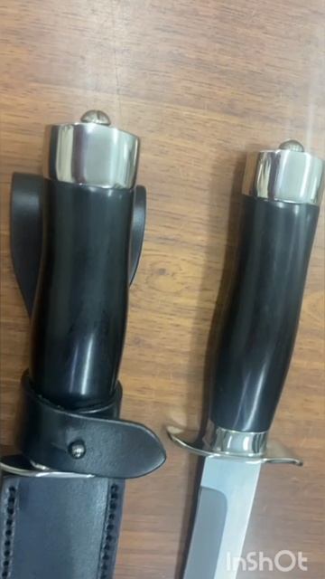 Нож Полигон с кожаными/деревянными ножнами