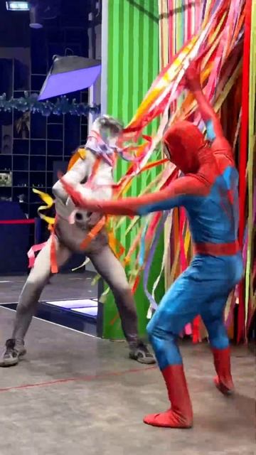 The superhero was scared of the villain#funny