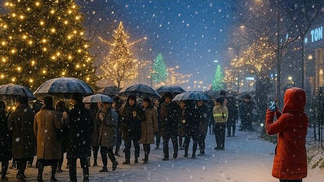 Walking Through a Snowy Seoul Night ❄️ Myeongdong Christmas Atmosphere