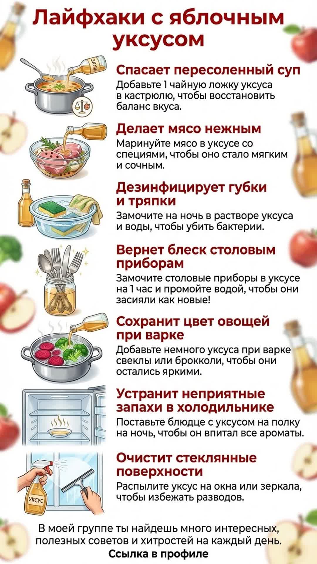 Лайфхаки с яблочным уксусом