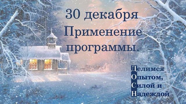 30 декабря. Применение программы.