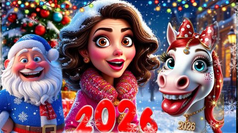 С Новым 2026 годом! Весёлое Поздравление от Деда Мороза и Снегурочки С Годом Лошади!