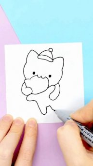 Рисуем котика с имбирным пряником