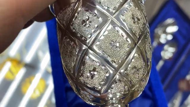 Рюмка из серебра на низкой ножке "Лазер", р00020