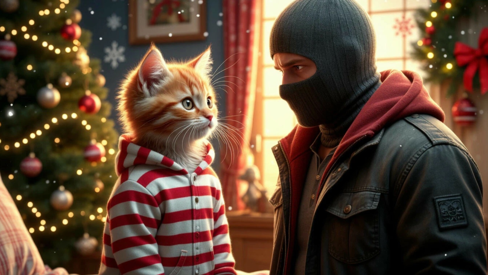 Один дома, но это кот Новогодняя нейросеть