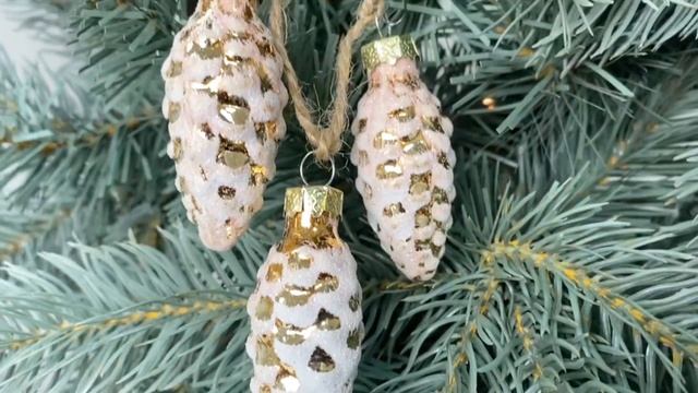 Ёлочное украшение-гроздь ИЗЯЩНЫЕ ШИШКИ, золотой, стекло, 14 см, 1001447