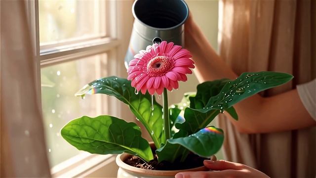 гербера в горшке