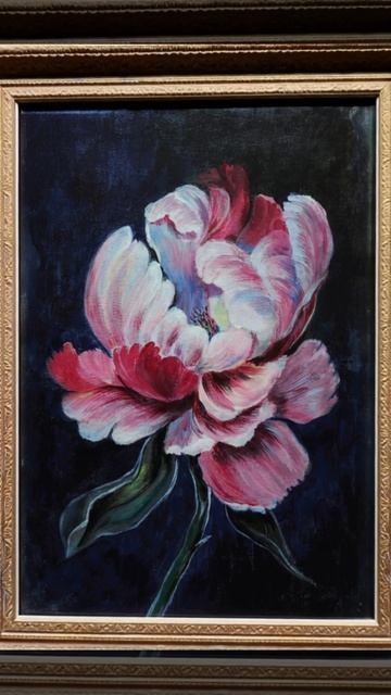 Картина акрилом "Бархатный пион"