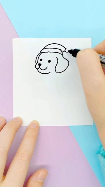 Рисуем собачку в Рождественском носке