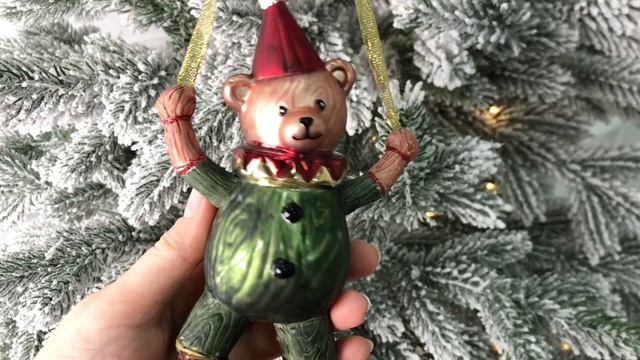 Ёлочная игрушка МИШКА ЦИРКУС - МАРИОНЕТКА, стекло, 18 см, 121568-1