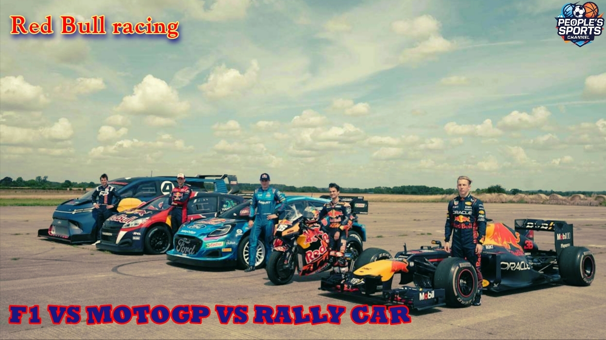 Болид Формулы-1 против motogp против раллийного автомобиля: Drag Race. Red Bull.