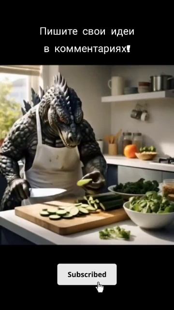 Годзилла готовит салат