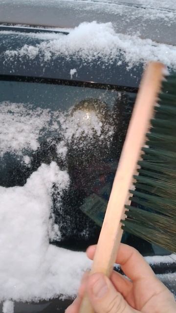 Немного подвалило снега - пользуюсь деревянной щеткой!)