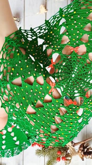 салфетки - ёлочки, вязаные крючком ❤️🎄🦊