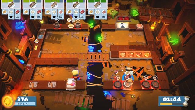 Overcooked 2. Story 2-5. Single Player. 4 Stars.