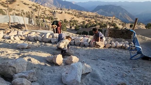 Building the wall of the castle yard in the nomadic village of Iran