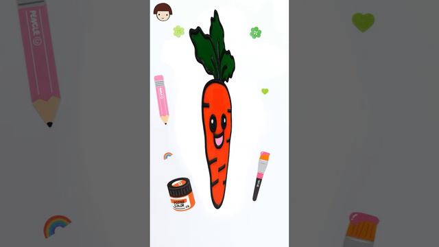 Carrot coloring & drawing   vegetable With Jelly #shorts #drawing #coloring