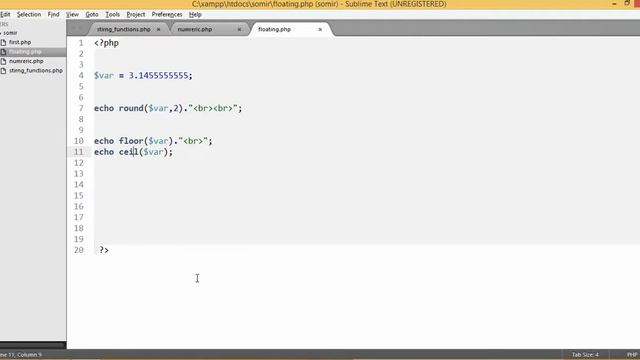 2.Round, Float, Ceil, Array functions.