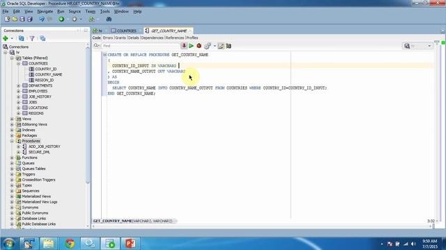 Stored Procedure with Input and Output Parameters  Oracle DB