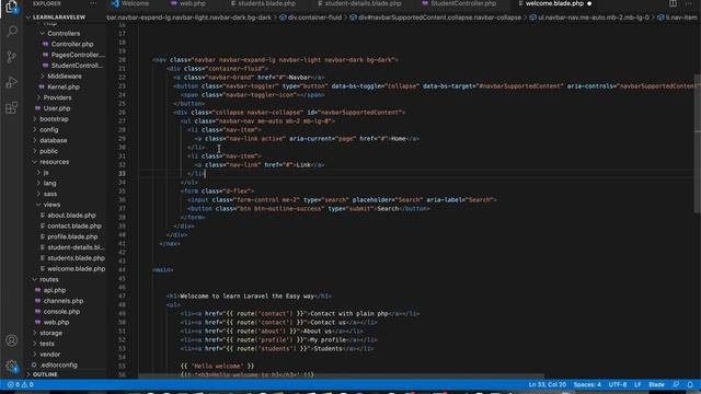 E15 - Blade Using Bootstrap For Basic Styling With Header | Learn Laravel The EASY Way