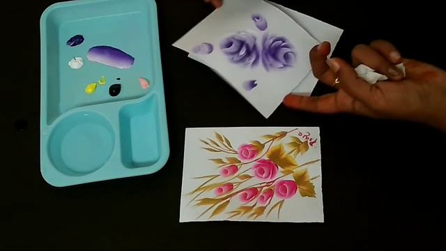 How to paint ,Blue open Rose and Buds 4 beginners lets paint together