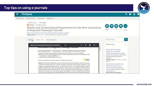 Top tips on using the RAeS e-journals collection