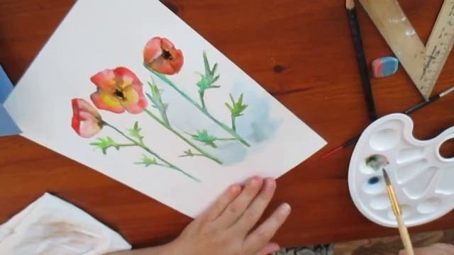 Научиться рисовать с простого-МАКИ акварель.
