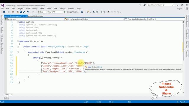 how to bind multiple arrays string into gridview in asp.net c# 4.6