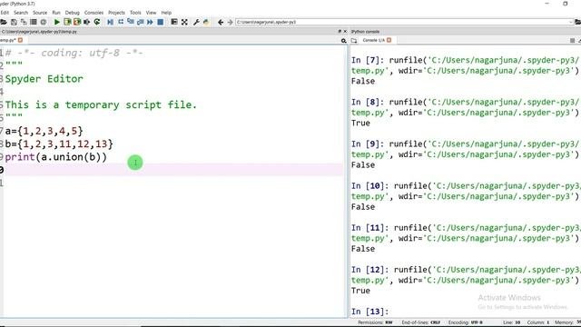 23.set creation and operations with examples--- Python programming