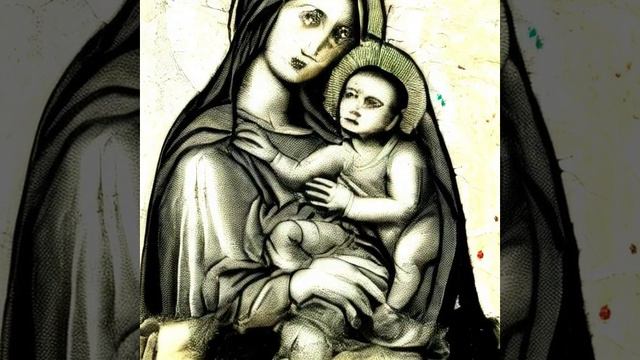 Божья мать с ребенком на руках, создано с помощью  нейросети