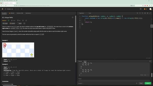 Unique Paths - Blind 75 Problem 19 - Typescript