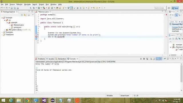 how to generate fibonacci series in java