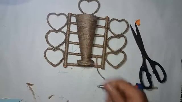Jute Wall Hanging Flower Vase Craft Idea | Wall Showpiece | Jute Craft  Design