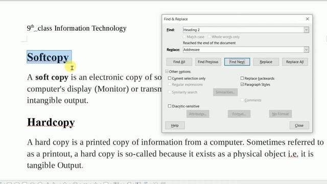 Find and Replace in LibreOffice Writer | simple and Advanced search