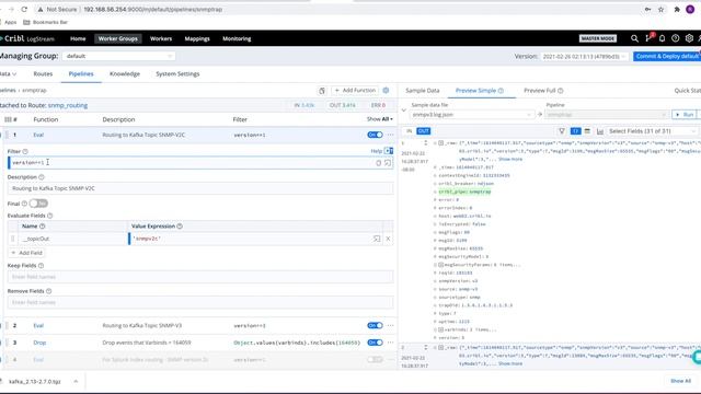 Cribl with SNMP data into Kafka
