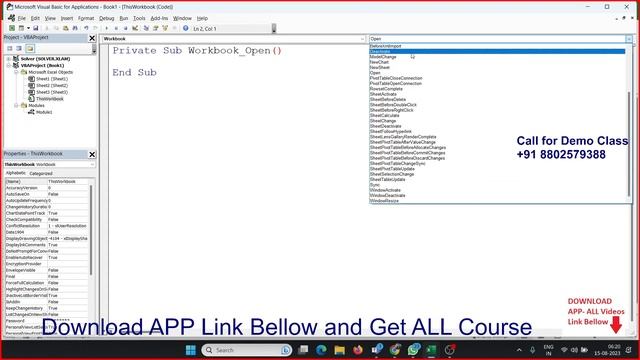 Learn Event Macros in Excel VBA Coding Classes in hindi