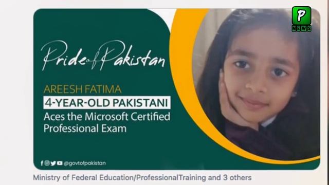 Areesh Fatima Microsoft Certified Professional At The Age Of 4 Years | Technology | Business Google
